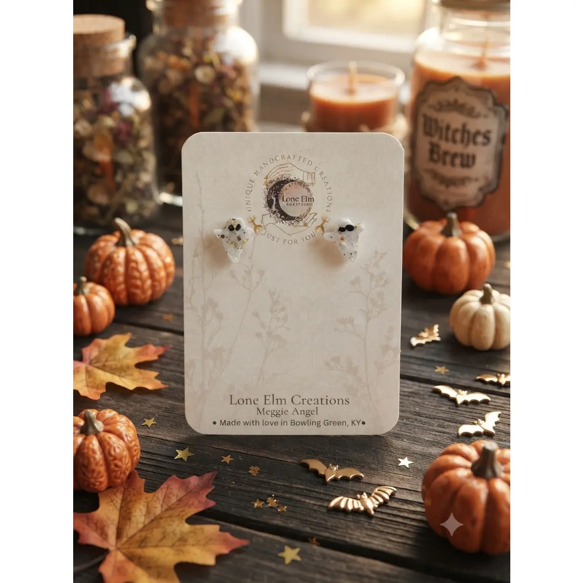 Ghost Polymer Clay Stud Earrings