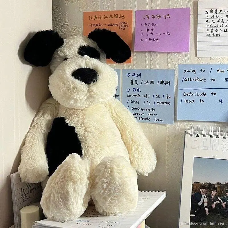 Jellycat Black & White Puppy Plush Stuffed Animal, Soft Fluffy Dog Toy, Cute Cuddly Puppy Gift for Kids & Adults