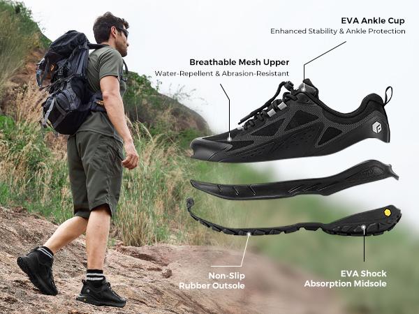 FitVille Men's Low-Top LugMax Hiking Shoes V2 shoe casual training Outdoor Sneakers Trail Running Outdoorfun FitVille Men's Low-Top LugMax Hiking Shoes V2 shoe casual training Outdoor Sneakers Trail Running Outdoorfun