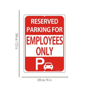 Reserved Parking for Employees Only Sign, Durable Metal Aluminum Sign, Parking Identification Sign, Home Decor Supplies
