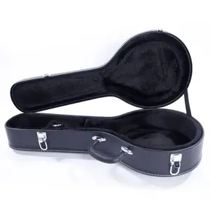 Flower Dance Hardshell A-Style Microgroove Pattern Leather Wood Mandolin Case Black Portable Durable Protection for Summer Labor Day Weekend