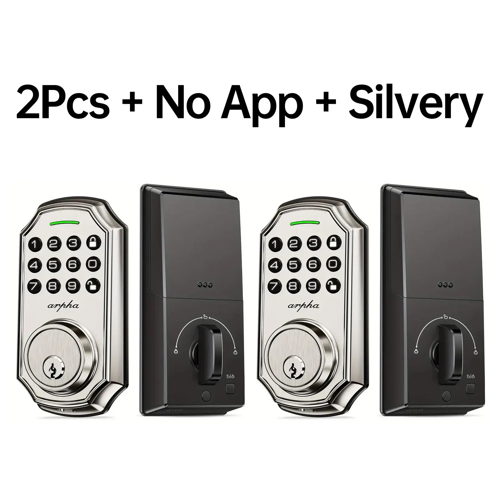 2Pcs+No App+Silvery