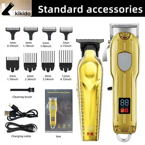 Kikido Professional Hair Clipper Cordless Rechargeable for Men Barber LED Display Turbo Powerful Grooming Kit
