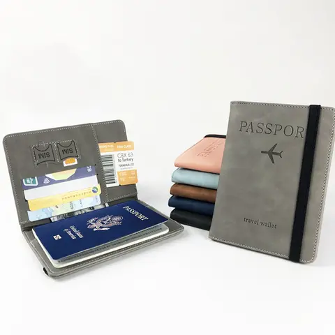 RFID Blocking Passport Holder - PU Leather Travel Wallet with SIM Card Slot & Document Pockets |   Anti-Theft ID Protector for International Travel,UU