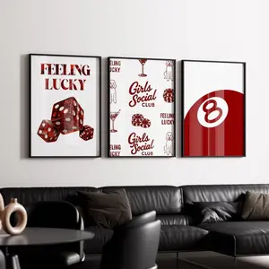 Gallery Wall Art Set – 6 Trendy Posters, Y2K Fashion Decor, Poker Night Print, 8 Ball,   Aesthetic Dorm & Apartment Decor
