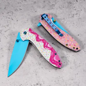 Donut Frosting Pocket Knife / Pastel Blue & Pink Donut Knife / Cute But Deadly / Too Sweet To Be Sharp / Sweet Treats Drip Frost Pocket Knife