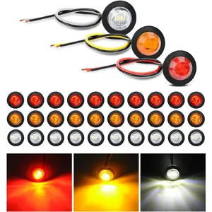 Nilight 30 PCS 3/4 Inch Round Clearance LED Front Rear Side Marker Indicator Light Amber White Red Bullet Marker Light for Truck RV Car Bus Trailer Van Caravan Boat