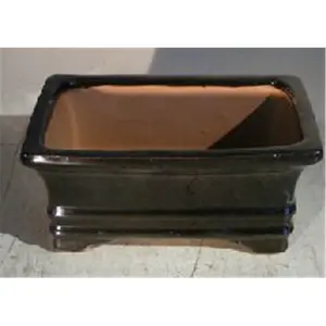 212 MAIN Rectangular Ceramic Garden Planter Pot - 6.125x5x2.125 in, Black, Garden Pot