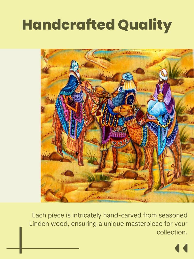 Flight into Egypt Three Kings Santa Hand-Painted WOODCARVED Masterpiece by G. DeBrekht - Nativity Holiday Decor - 215621