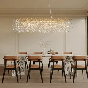 Crystal Chandeliers Modern Rectangular Chandeliers ,Tree Branches Ceiling Pendant Light Fixtures-Luxury K9 Raindrop for Living Room Dining Room Bedroom
