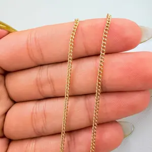 10kt Somi-solid Two Tone Italian Link. 1.5mm Wide