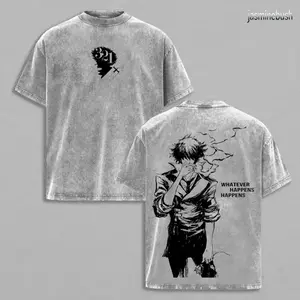 Vintage Cowboy Bebop Anime Double Printed Vintage Washed Tee Unisex Oversize Anime Manga Washed Heavyweight Cotton T-Shirt Gift for Anime Fan Anime Lover