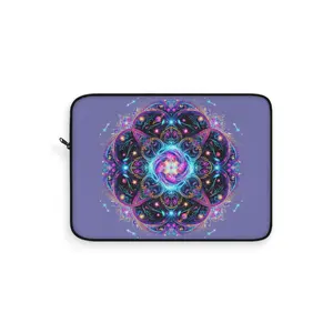 Psychedelic Mandala Laptop Sleeve | Cosmic Kaleidoscope, Neon Floral