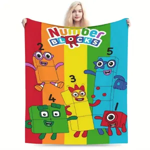 Numberblocks Soft Blanket - Educational Number Blocks Design with 1-5 Numbers, Vibrant Colors, All-Season Cozy Throw for Home, Office, Travel & Gift Giving, Educational Play Item | Vibrant Blanket---Warm Haven Textiles