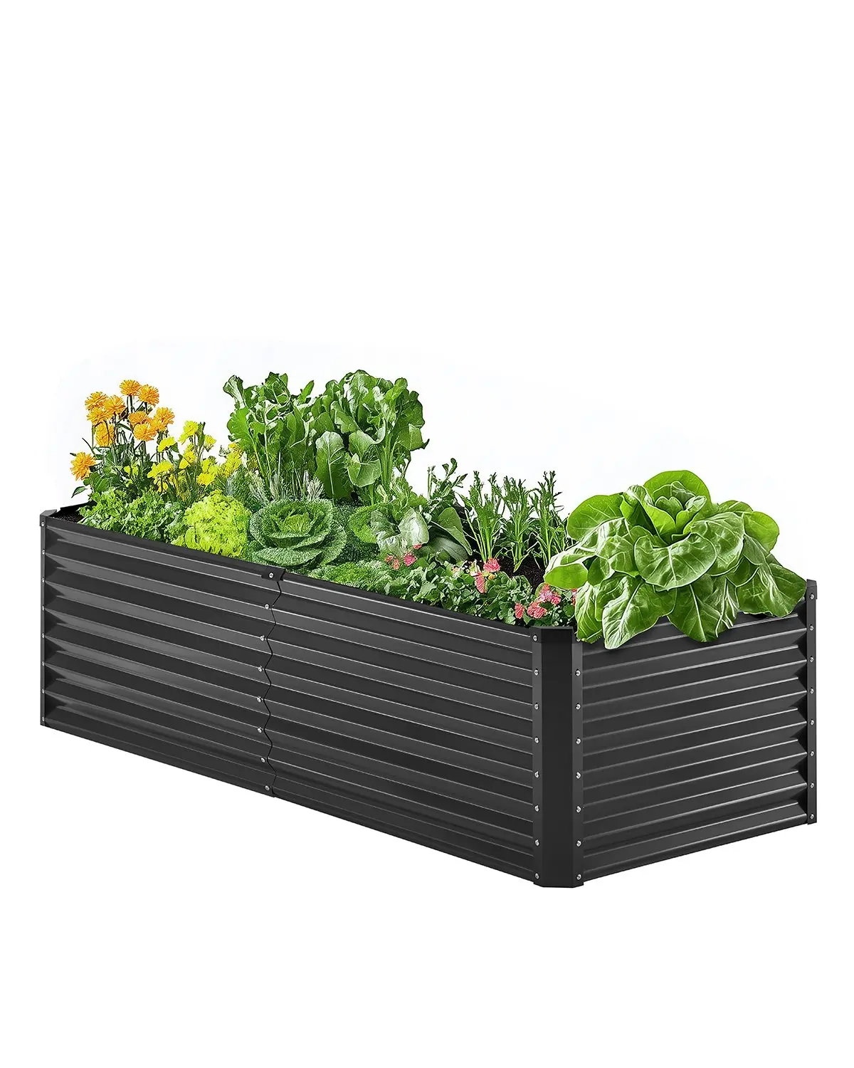 【DealsForYouDays】VEVOR Galvanized Metal Raised Garden Bed6x3x2 ft Outdoor Garden Accessory with Open BottomDark Gray Backyard Flower Pot for VegetablesHerbsOutdoor Garden Accessories