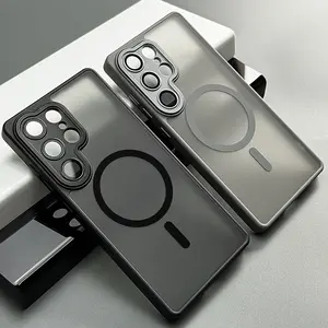 Luxury Matte Magnetic Wireless Charging Case Suitable for Samsung Suitable for Galaxy S26 Ultra S25FE S25 Ultra S24 S23 Ultra Plus Translucent Hard Acrylic Shockproof Armor Camera Lens Protection Back Cover