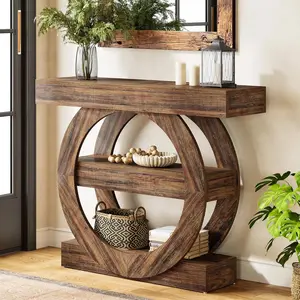 Tribesigns 41-Inch Entryway Table with Storage, 3-Tier Farmhouse Console Table with Shelves, Wooden Foyer Tables for Entryway, Living Room, Hallway, Behind Couch (Rustic Brown) furniture