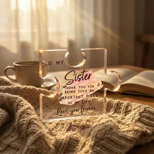 Sisters Acrylic Jigsaw Plaque 3.35×3.94in Custom Friendship Keepsake Assemblable 2D Puzzle Photography Prop Sentimental Gift for Sisters Best Friends Birthdays Weddings Thanksgiving Christmas
