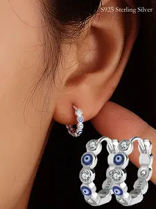 One Pair of Women's Earrings, Devil's Eye Artificial Zircon Ear Accessories, Vacation Party Festival Daily Outfit Jewelry.
