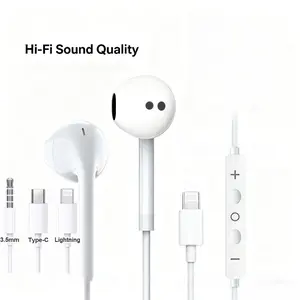In-ear headphones with a wired earbud design, capable of controlling music, calls, and volume.