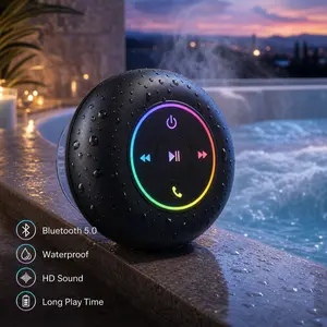 Mini Portable Bluetooth Shower Speaker With LED Light, IPX4 Waterproof, Strong Suction Cup, Built-In Mic, Loud Bass, Cool Tech Gift For Boyfriend, Ideal Valentine's Day Present ﻿