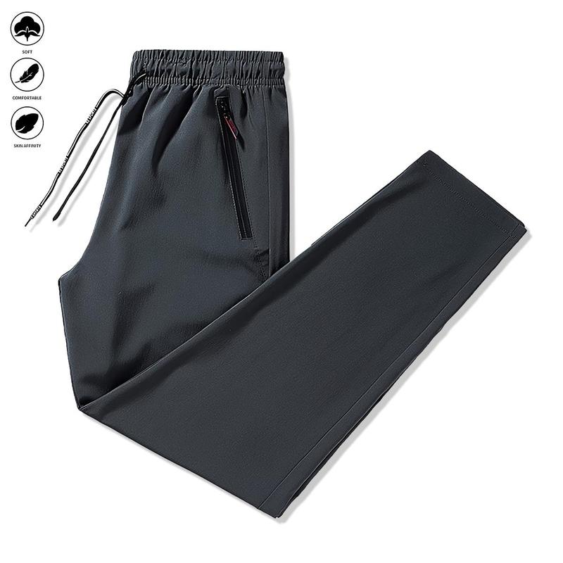 1 Lightweight Men's Joggers with Zippered Pockets and Adjustable Waistband - Full-Season Gym Training Casual Pants, Regular Fit Solid Color, Suitable for Sports, Outdoor, and Casual Wear, Exercise Leggings, Sporty Casual Wear, Trendy Sports Wear, Durable