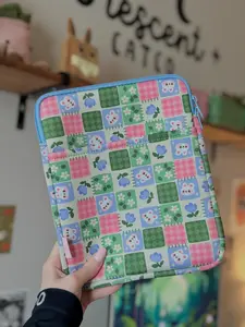 Patchwork Bunnies Book & Kindle Pouch, Medium E-Reader Zip up Book Sleeve