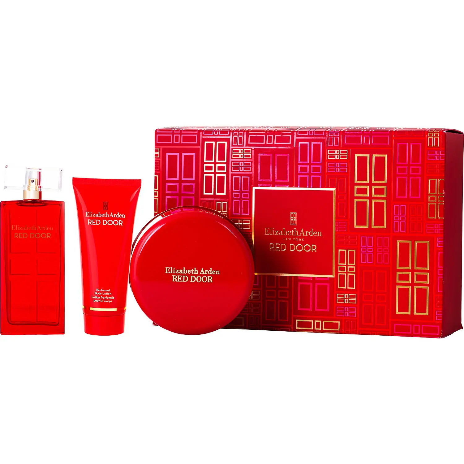 Red Door Set-Edt Spray 3.3 Oz & Body Lotion 3.3 Oz & Body Powder 2.6 Oz For Women