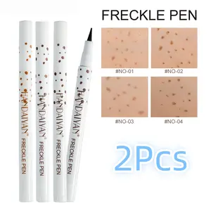 2Pcs Freckle Pen 4-Colors  Professional Lifelike Face Concealer Point Out Natural Waterproof Longlasting Soft Artificial Freckles Fine Makeup Freckle Pen Life Face Decoration Foundation
