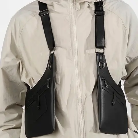 Plain High-Capacity PVC Fabric Anti-Theft Adult Double-Strapped Backpack - Adjustable Shoulder Strap, All Seasons, Invisible Storage, Hands-Free Design, Zip Card Pocket, Holds Mobile Phones/Passports, Travel/Gym Essential, Father's Day Gift
