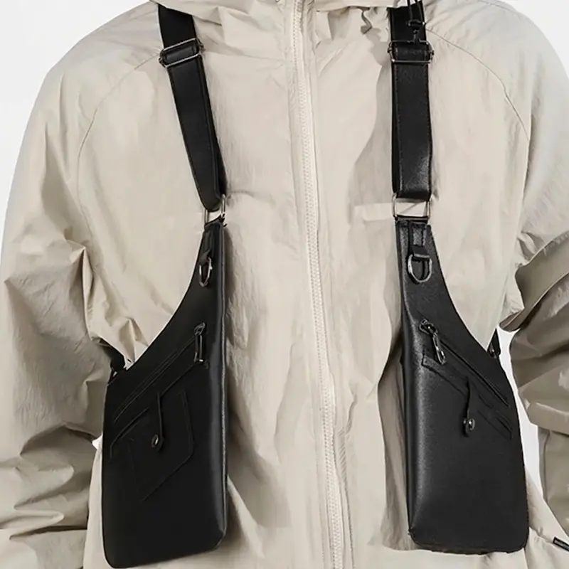 Plain High-Capacity PVC Fabric Anti-Theft Adult Double-Strapped Backpack - Adjustable Shoulder Strap, All Seasons, Invisible Storage, Hands-Free Design, Zip Card Pocket, Holds Mobile Phones/Passports, Travel/Gym Essential, Father's Day Gift
