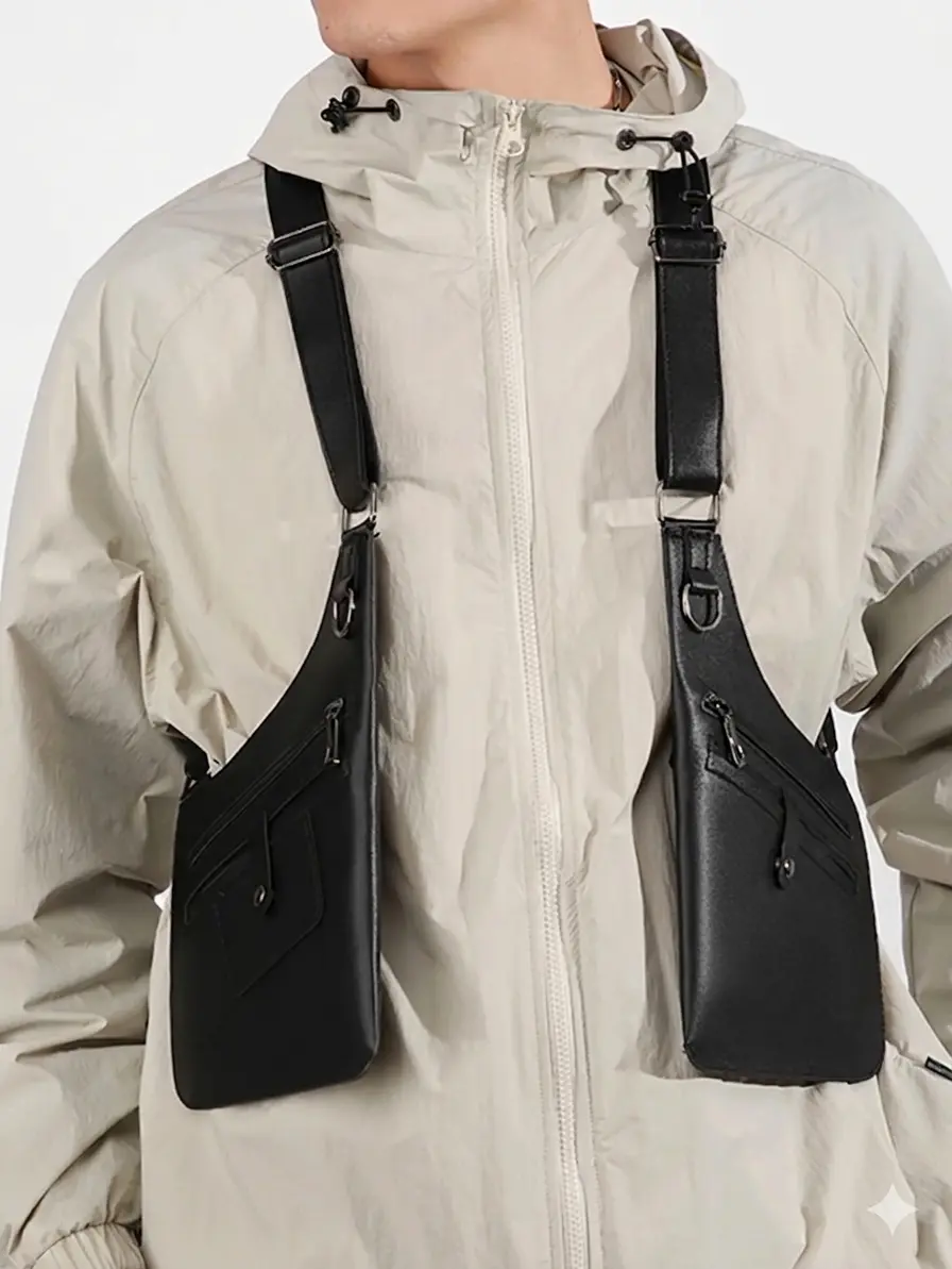 Travel anti-theft bag, invisible storage bag, hiking backpack, double-shoulder bag, safe storage for mobile phone, passport, bank card, free up hands, give father's day fashionable gift