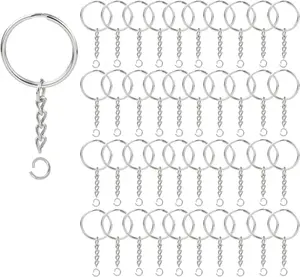 100 Pack 1 Inch Key Rings with Chain and Open Jump for Craft Making