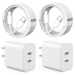 For iPhone 17 Charger Fast Charging,40W Dual USB-C Quick Wall Charger With 10Ft USB C to C Cable For iPhone16/15,iPad and More