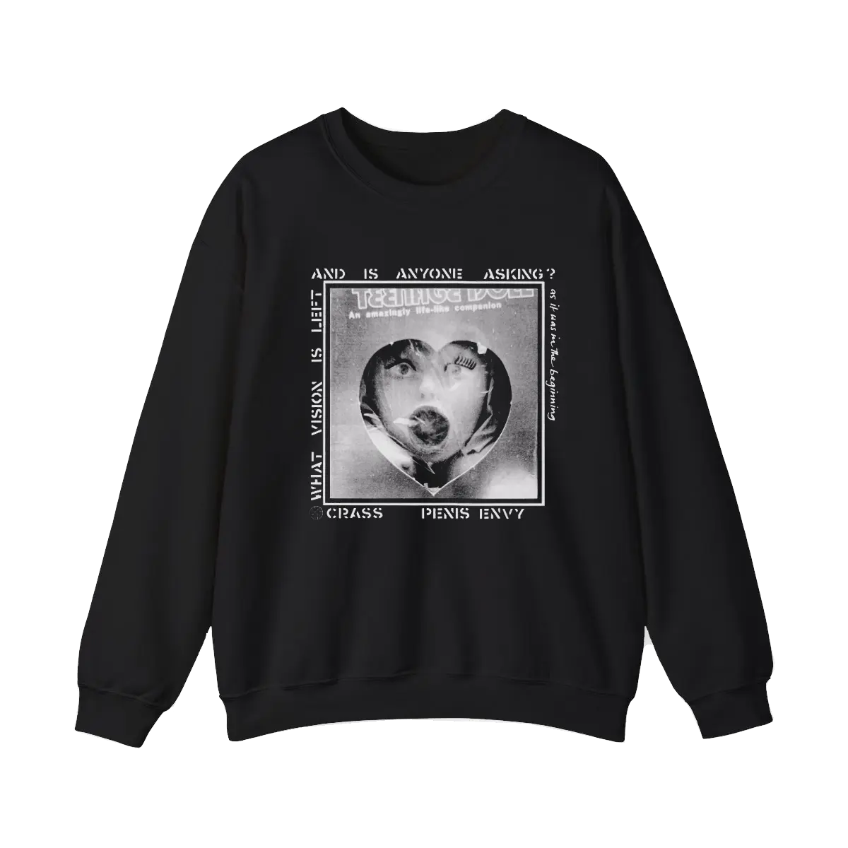 Inspired Crass Penis Envy Black T-shirt Casual Cotton Fabric Shirt Men's Sweatshirt