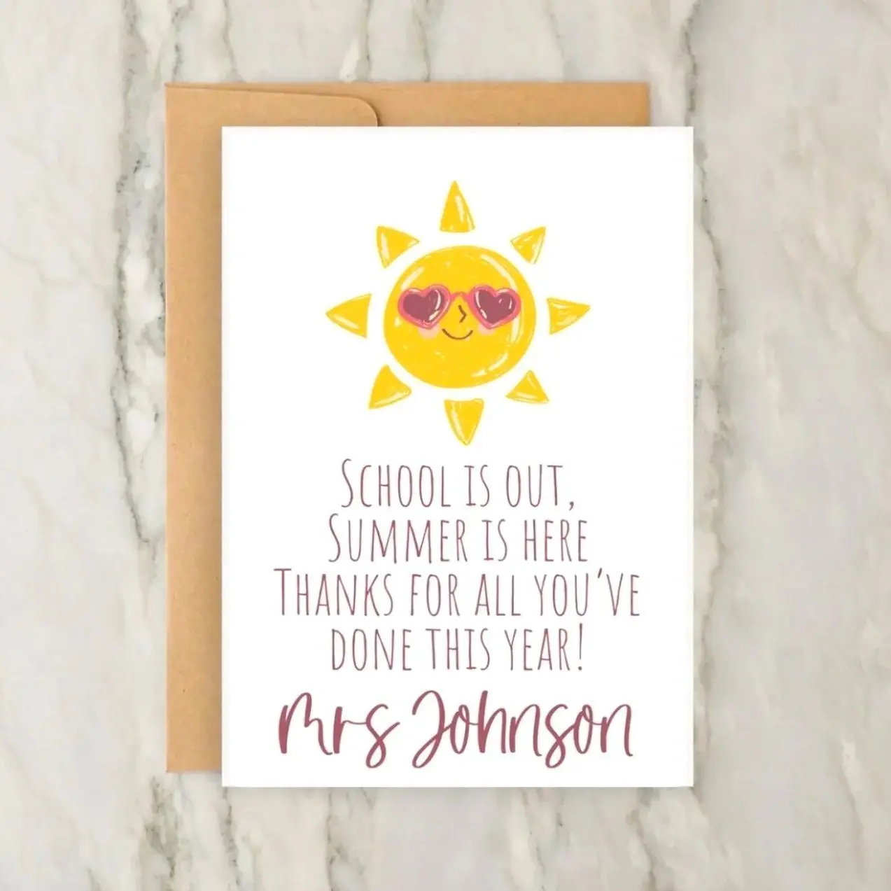 School Is Out Teacher Thank You Card | Personalised Teacher Thank You Card | End Of School Year | School Leaver | Nursery | A6 | 5x7