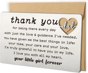 Thank You Dad Engraved Wallet Card Inserts, Dad Gifts from Daughter, Birthday Father's Day Thanks giving Christmas Valentines Gifts Card for Dad Father Papa