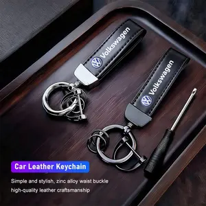 Car Key Ring Leather Keychain Waist Pendant Carabiner Decorative Accessories For VW GTI Polo Golf Passat Tiguan Arteon Touareg CC Taigo Caddy Jetta T-ROC Beetle Sharan Touran Scirocco