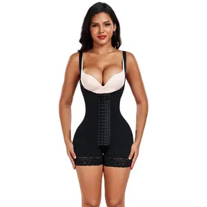 Shapewear  hip lift jumpsuit, anti roll bodysuit, four row front closure, detachable shoulder strap, crotch opening, anti slip adhesive tape, lace edging, post partum sex repair, daily wear and fashion wear, daily commuting, leisure, health and exercise