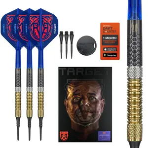 Target Darts Raymond Van Barneveld Soft Tip Generation 6 Dart Set, 18G/20G | 95% Tungsten Darts, K-Flex No.2 Flights & Shafts, Pixel Tips | Player Edition Professional Dart Sets