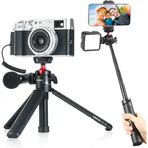 Ulanzi MT-16 Camera Tripod Stand Holder, Mini Tabletop Tripod Selfie Stick with Cold Shoe, Compatible with iPhone 16 Canon G7X Mark III Sony ZV-1 RX100 Osmo Pocket3 Vlogging Filmmaking Live Streaming