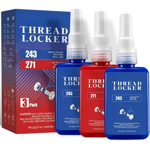 3 Pack Thread Locker Blue 243 + Red 271 Removable & Permanent Locking 5.07 Fl oz Nuts  Threadlocker Seal & Lock Tight Fasteners Anaerobic Curing Metal Glue (243 x2 + 271)