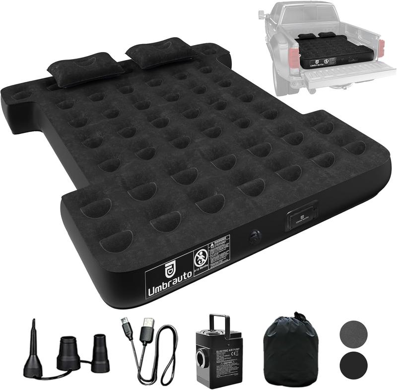 Umbrauto Built-in Pump Air Mattress for 5.5-5.8ft Short Tuck Bed, Full-Size Pickup Inflatable Airbed Custom Fit for Ford F150, Chevy Silverado, GMC Sierra, Dodge Ram, Toyota Tundra, Nissan Titan