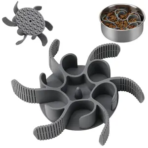 PetSafe Slow Feeder Bowl - 36 Octopus Suction Cups for Stainless Steel Glass Ceramic Bowls - Flexible Silicone Spiral Design - 7.4 x 7.4 x 1.3 Inches - Dishwasher Safe - Prevents Choking Vomiting & Digestion Issues