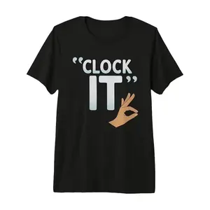 Men's Funny Clock It Meme Sigma Slang Graphic T-Shirt - Viral Slogan Short Sleeve Casual Tee with Pointing Finger Design Tri-Blend Fabric for Gym & Casual Attire All-Season Round Neck Shirt F Same Style for Men and Women 2026 Summer Short-