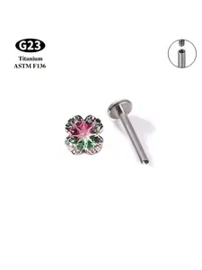 G23 Titanium Astm F136 Gradient Firework Ear Cuff, Inner Spiral Anti-Loss Lip Stud, Versatile Piercing Jewelry for Daily Use and Parties
