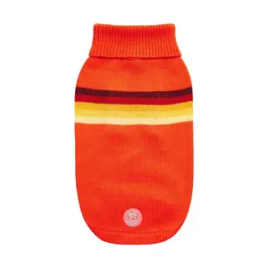 Retro Dog Sweater - Orange 70s Style Winter Dog Sweaters