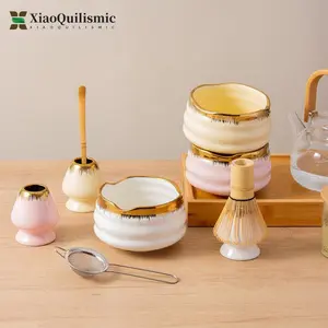 Tea Making Tools Set, Matcha Kit Set, Including Bowl & Bamboo Whisk & Stand & Spoon & Stainless Steel Sifter, Tea Making Tool for Home Kitchen