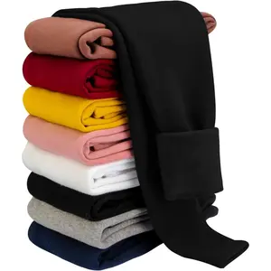 L-AE020  Girls Fleece Lined Leggings Toddler Kids Winter Warm Basic Full Length Pants