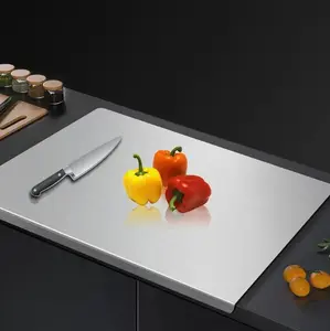 Stainless Steel Chopping Board 304 Non-slip Kitchen Cutting Board Durable Hygienic Easy Clean Modern Design for Home & Restaurant tiktokshopspringglowup